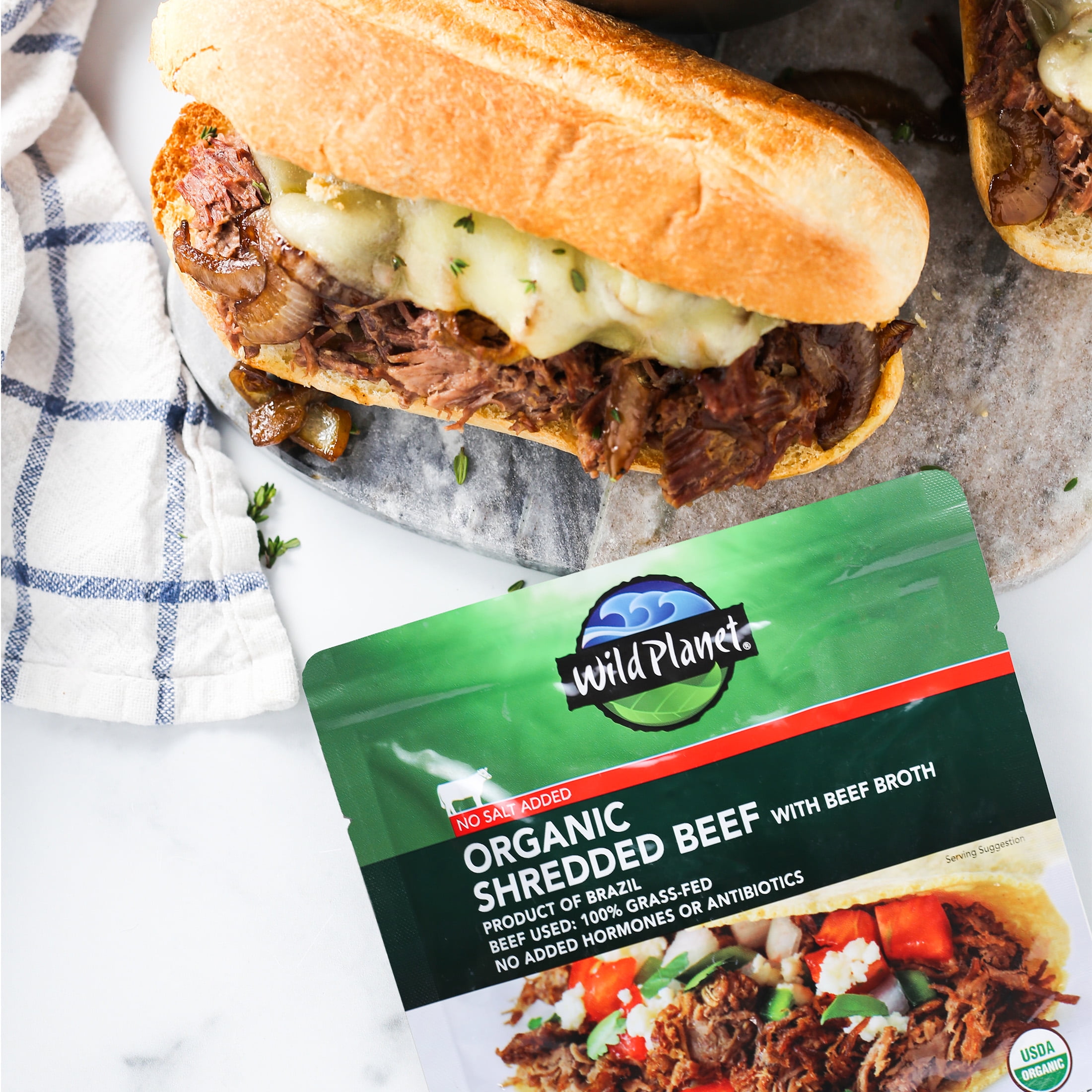 (2 pack) Wild Planet Organic Shredded Beef, 100% Grass-Fed, 3 oz Pouch