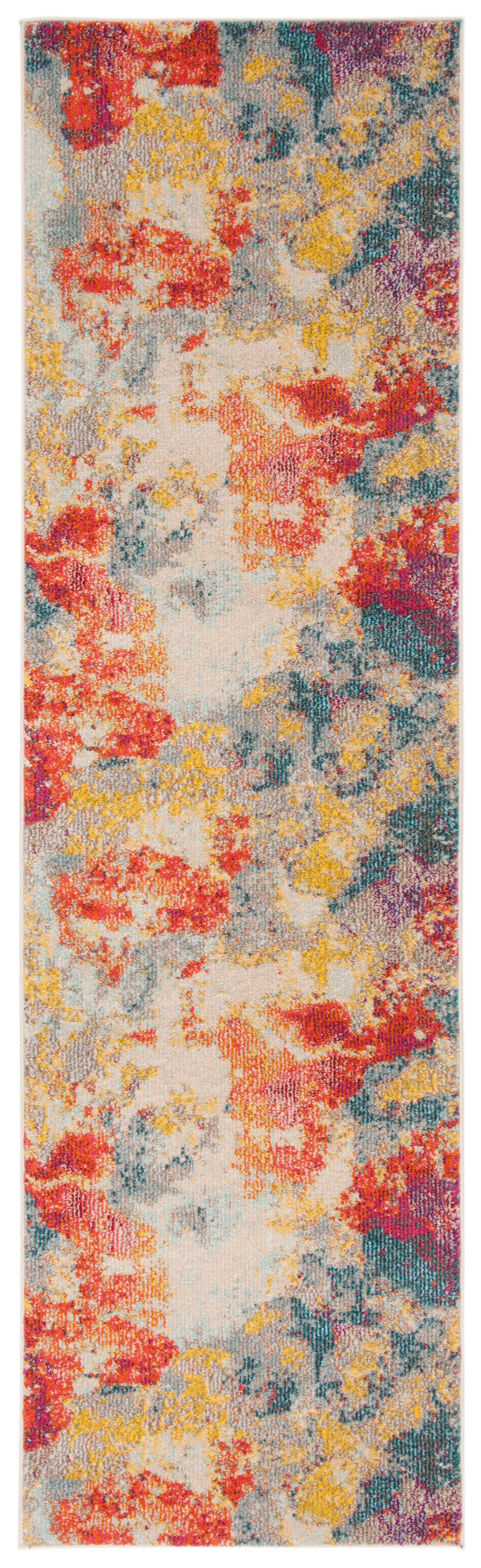 SAFAVIEH Phoenix Seamus Colorful Abstract Runner Rug, Blue/Orange, 2'3" x 8'
