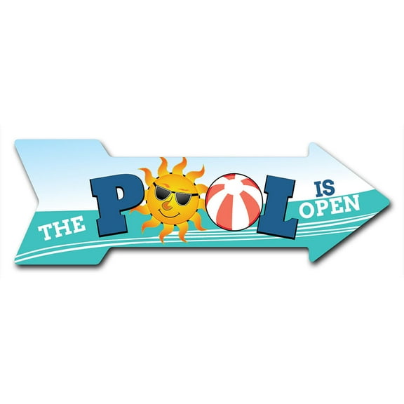 SignMission P-ARROW12-999573 12 x 36 in. Wide The Pool Is Open Arrow Sign