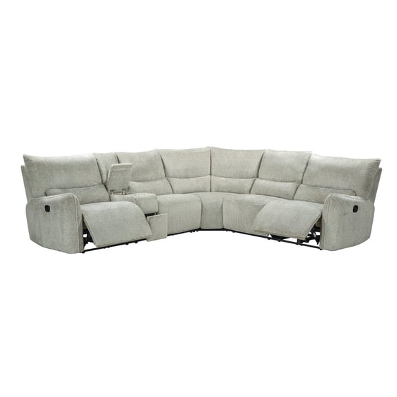 New Classic Furniture Remsen 3-Piece Polyester Fabric Power Sectional in Latte