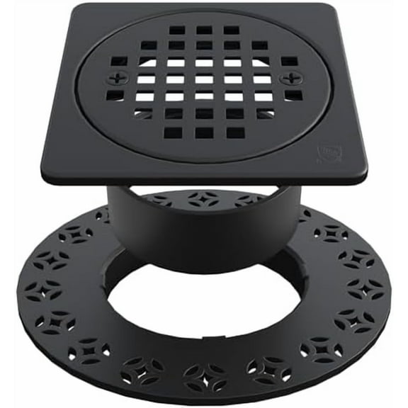4" Square Shower Drain Grate Replacement Kit - SUS 304 Stainless Steel Removable Drain Cover Compatible with Schluter Kerdi-Drain Flange, CUPC Certified Bathroom Floor Drain (Matte Black) ‌