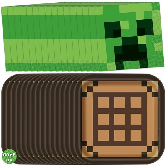 Minecraft Plates and Napkins - Minecraft Birthday Decorations for Party