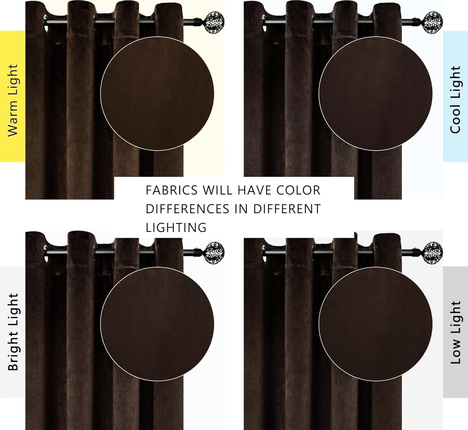 SMILETIME Brown 52 x 96in Long Velvet Curtains with Grommet, Thermal Insulated Super Soft Privacy Noise Reducing Light-Filtering Velvet Curtains for Living Room, 2 Panels