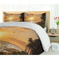 thumbnail image 5 of Ambesonne Tropical Duvet Cover Sets, Sunset on Sands Beach, 2-King, Orange Green Pink, 5 of 7