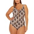 thumbnail image 1 of Bleu by Rod Plus Women's Strappy Tummy Control One-Piece,Brown,20W, 1 of 3