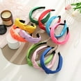 thumbnail image 2 of Xinwanna Women Knotted Headband Candy Color Fabric Hair Hoop Elastic Head Band Wide Hairband Hair Accessories (Yellow), 2 of 13