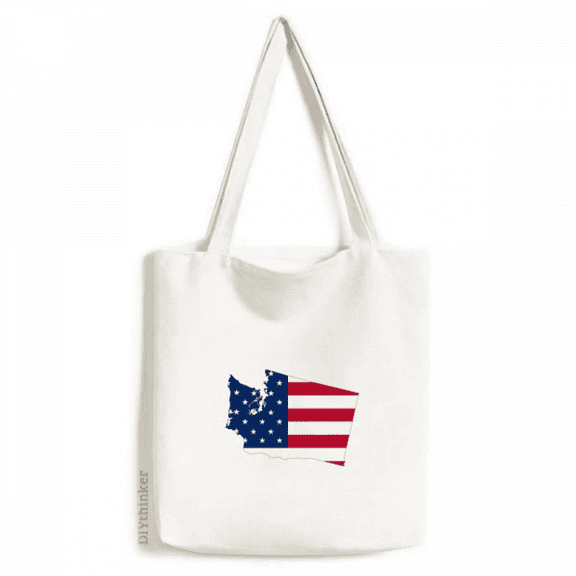 America Map Stars Stripes Flag Tote Canvas Bag Shopping Satchel Casual Handbag