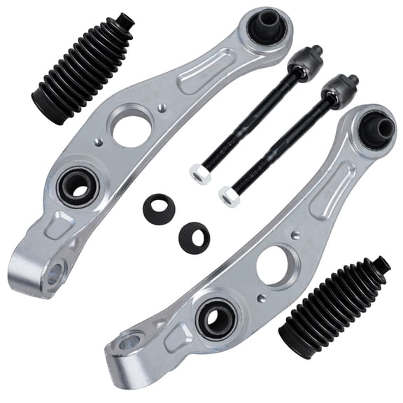 Detroit Axle - 6pc Front Lower Forward Control Arms w/ Ball Joints, Inner Tie Rods w/ Boots for 2005 2006 Infiniti G35 X Models - AWD ONLY