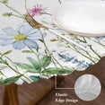 thumbnail image 3 of Botanical Round Tablecloth, Fitted Table Cover with Elastic for 55"-60" Round Tables, Blue Pink Daisy Floral Watercolor White Table Cloth Outdoor Indoor Dinning Party Waterproof Tablecloths, 3 of 7