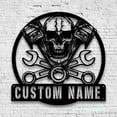 thumbnail image 4 of Craftnamesign Custom Skull Garage Metal Wall Art LED Light, Personalized Workshop Name Sign, 4 of 5