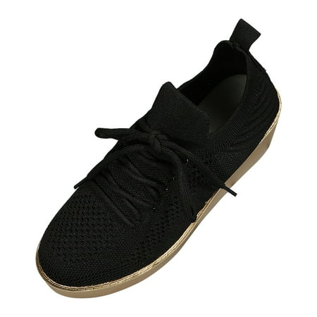 

NECHOLOGY Leisure Women s Four Seasons Mesh Solid Color Non Slip Wedges Round Toe Breathable Closed Toe Shoes for Women Casual Black 40