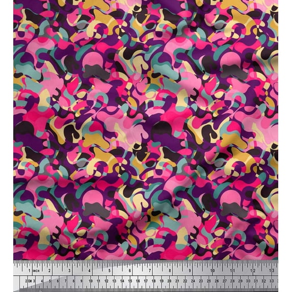 Soimoi Georgette Viscose Fabric Multicolor Texture Printed Craft Fabric by the Yard 42 Inch Wide