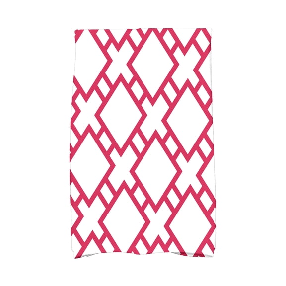 Simply Daisy, 16 x 25 inch, Square in St. Louis, Geometric Print Kitchen Towel, Pink/Fushcia