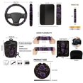 thumbnail image 7 of Jeiento Rose Car Seat Cover Set with Steering Wheel Cover Seat Belt Strap Cover Garbage Can Air Vent Pouch Auto Rearview Mirror Cover Coasters Keychain Straps, 15 Pack, Purple, 7 of 7