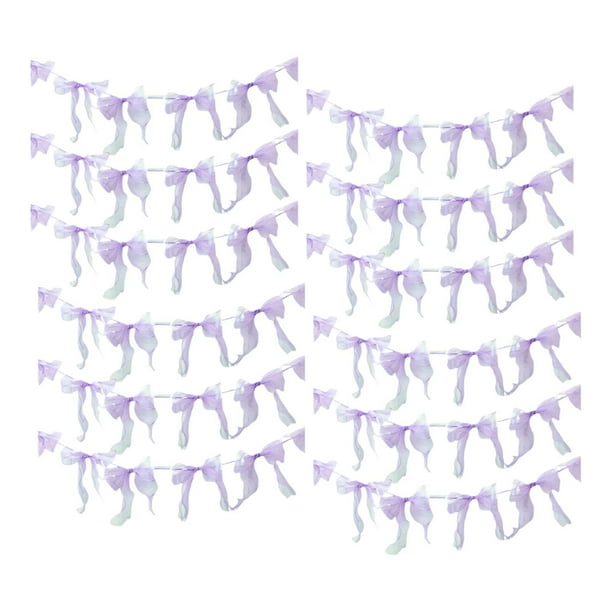 12 piezas de guirnalda de lazos, pancarta colgante, pancarta de lazo, decoración de fiesta, decoraciones de fiesta con lazos Púrpura