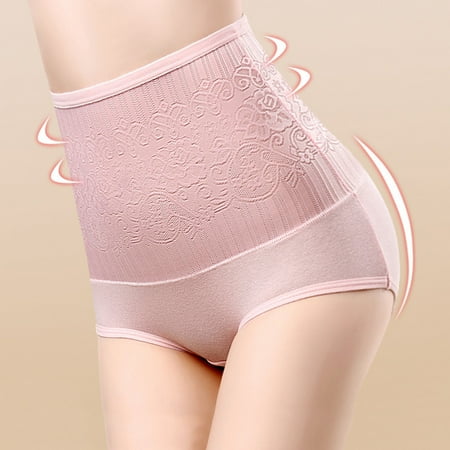 

Qipei Women High Waist Rose Jacquard Tummy Control Lift Hip Cotton Underwear Panties