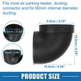 thumbnail image 4 of Unique Bargains Car Heater Warm Air Ducting Pipe Single Connection Elbow Outlet Connector 3.54'' 90mm OD Black, 4 of 6