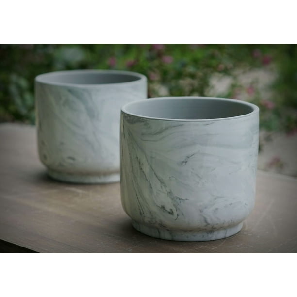 Better Homes Gardens Whitecliff Marble Finish Ceramic Planters