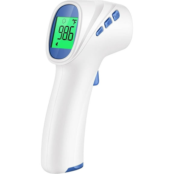 Forehead Thermometer for Adults, Kids & Babies, No-Touch Infrared Thermometer, Digital Thermometer with LCD Backlight Display, Fever Alarm and 1s Instant Reading