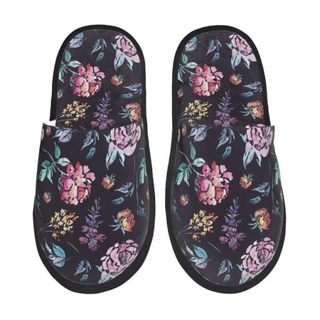 

Sigee Roses Flowers for Cozy Furry Slippers Super Soft Indoor and Outdoor Use Non-Slip Sole Slip On House Slippers-Large