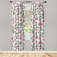 thumbnail image 3 of Ambesonne Vintage Floral Curtains, Roses Plain Back Art, Pair of 28"x84", Pastel Pink Olive Green, 3 of 5
