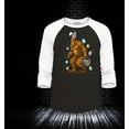 thumbnail image 2 of Shop4Ever Men's Bigfoot with Easter Basket and Eggs Funny Raglan Baseball Shirt Medium Black/White, 2 of 4