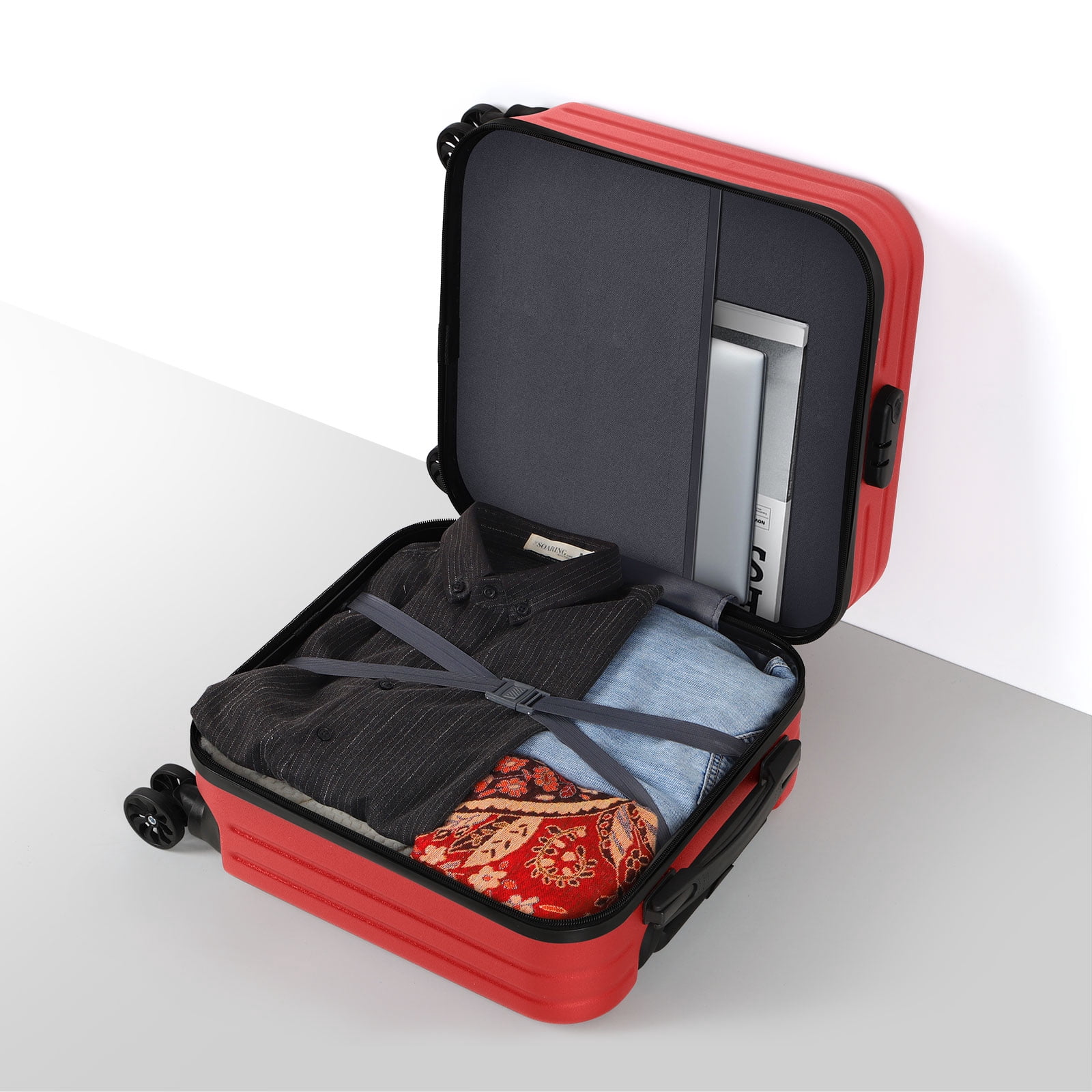 Rolling Luggage Boarding Luggage Lightweight 18" Red
