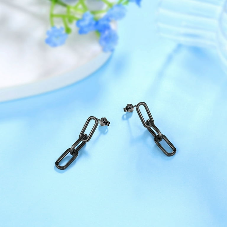 925 Sterling Silver Chain Link Dangle Earrings,Link Chain Earrings