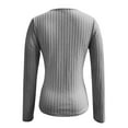 thumbnail image 4 of Fengqque Long Sleeve Shirts for Women V Neck T Shirt Slim Fit Fall Casual Going Out Tops Basic Tee Silver 10(XL), 4 of 5
