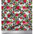 thumbnail image 1 of Soimoi Black Cotton Duck Fabric Damask Floral Print Fabric by the Yard 44 Inch Wide, 1 of 3