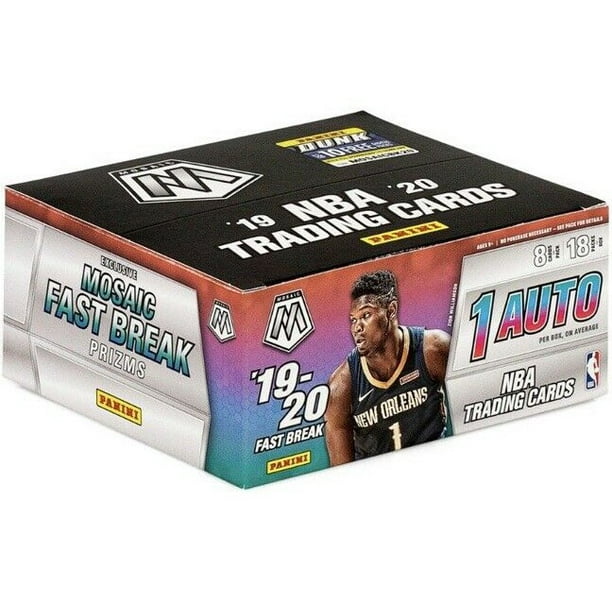 NBA Panini 2019-20 Prizm Mosaic FAST BREAK Basketball Trading Card Box [18 Packs, 1 Autograph ...