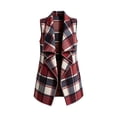 thumbnail image 5 of Casual Plaid Vests for Women Oversized Large Lapel Sleeveless Open Front Loose Fit Outerwear, 5 of 7