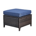 thumbnail image 6 of PARKWELL 7Pcs Outdoor Wicker Rattan Conversation Patio Furniture Set, including Three-seater Sofa, Rocking Chairs, Coffee Table, Ottomans and Side Table with Cushion, Blue, 6 of 9