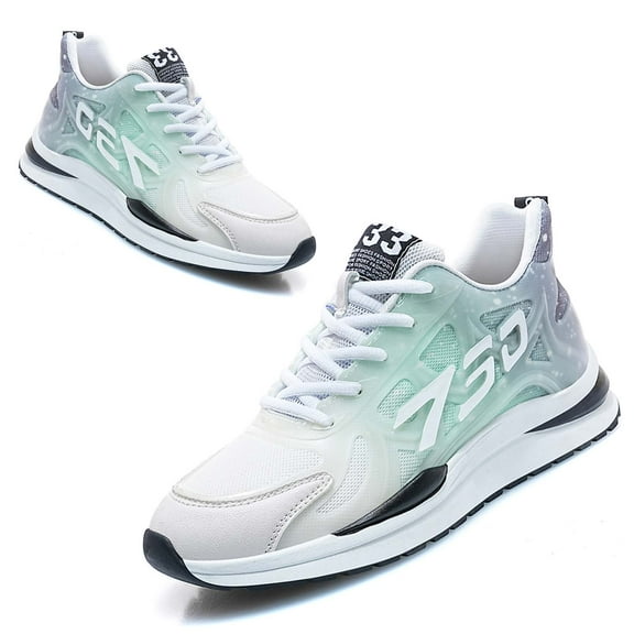 Elevator Shoes for Men Height Increase Lifting Sneakers, Mens Cloud Runners Boost 2.36 Inch Invisible Height Increasing Lace Up Hidden Heel Trainers White Green 44