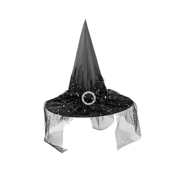 Sombrero de bruja de Halloween para mujer, accesorio decorativo para fotos, gorro de hechicera Estrella negra