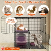 Imountek Cat Cages Indoor, 2 Tier Cat Enclosure with Climbing Ladder for 1-2 Pets Detachable Metal Wire Playpen
