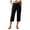 Black, variant on GEWSEY Linen Capri Dress Pants for Women Casual Elastic Waist Cropped Wide Leg Pants with Pockets Summer Baggy Work Trousers Grey for Size S