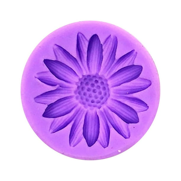 Gibobby Molde de decoración de girasol, molde de silicona para pastel de girasol, molde de pastel de Chocolate Fondant(Morado)