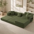 thumbnail image 4 of Timbernest 108" Modular L-Shaped Corduroy Couch for Living Room, Convertible Sectional Sofa with Cup Holders and Side Pockets, Green, 4 of 7