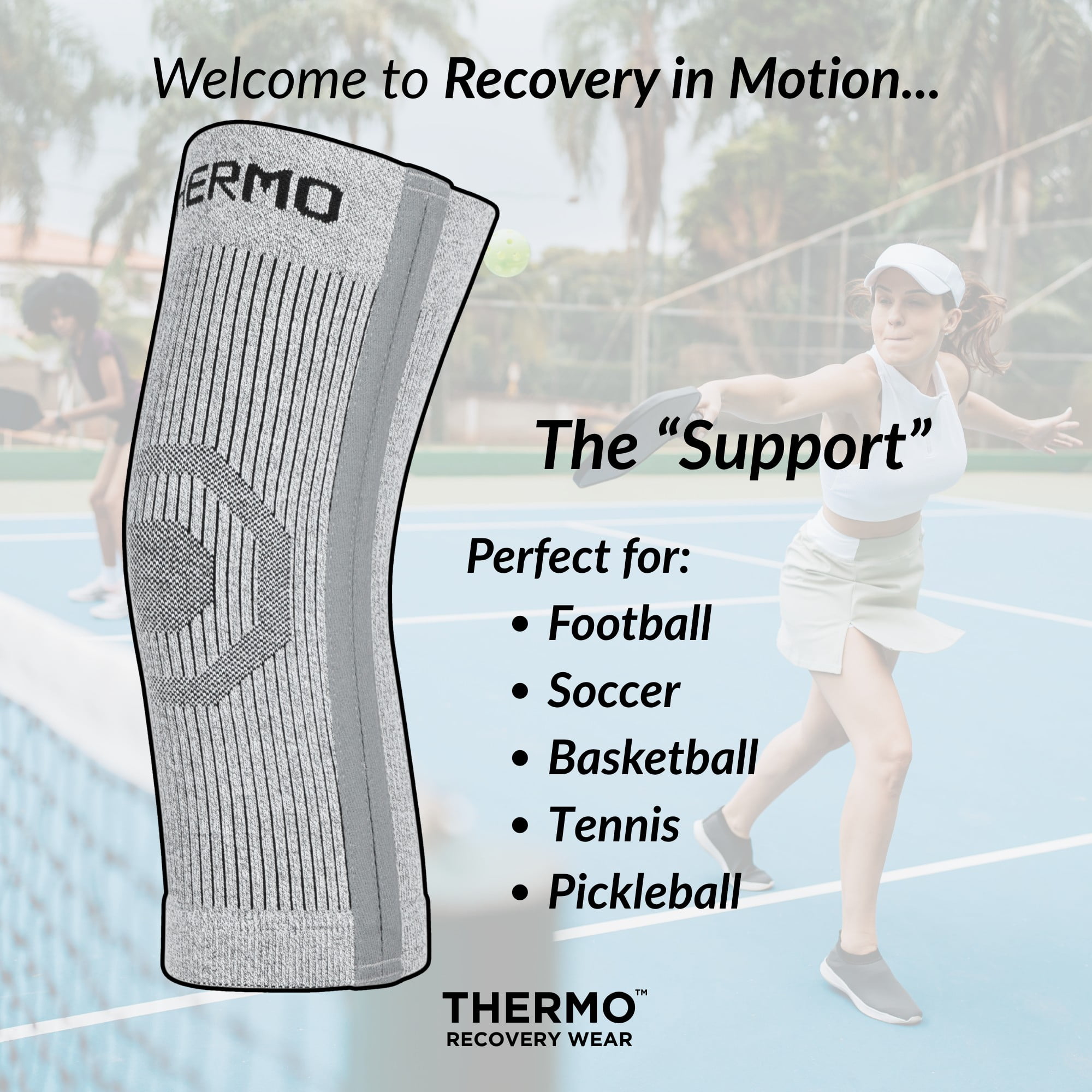 THERMO™ Circulation Knee Sleeve, Compression Lite, Natural Semiconductor Infrared Healing Knee Brace, Superior to Compression, Support Style w/Double Support Stay, X-Large