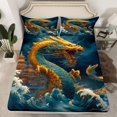 thumbnail image 2 of Homewish Magical Dragon Twin Sheet Sets 3pcs for Teens Boys Girls,Japanese Style Twin Fitted Sheet Microfiber,Ocean Leaves Breathable Flat Sheet,Luxury Bedroom Decor, 2 of 7