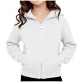 thumbnail image 5 of felwors Girls Zip Up Hoodies Kids Casual Long Sleeve Sweatshirt Fall Jacket with Pockets (White,13-14 Years), 5 of 6