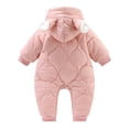 thumbnail image 4 of TAIAOJING Baby Down Snowsuit Hooded Girls Boys Warm Snowsuit Ears Hooded Jumpsuit Down Coat Romper Padded Outwear Jacket With Pockets Fall Winter Clothes 0-3 Months, 4 of 8