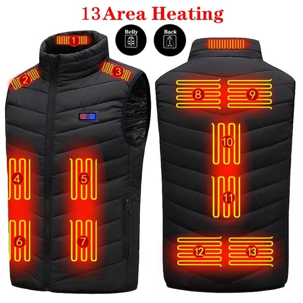 Chaleco calefactable de 13 plazas, chaqueta, abrigo calefactor eléctrico de invierno para senderismo deportivo (M) Likrtyny Para estrenar