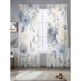 thumbnail image 3 of Blue White Floral Semi Sheer Curtains 96 Inch Length 2 Panels Set, Botanical Garden Flowers Leaves Sheer Kitchen Curtain Privacy Voile Window Curtain for Living Room Bedroom Rod Pocket Drapes, 3 of 7