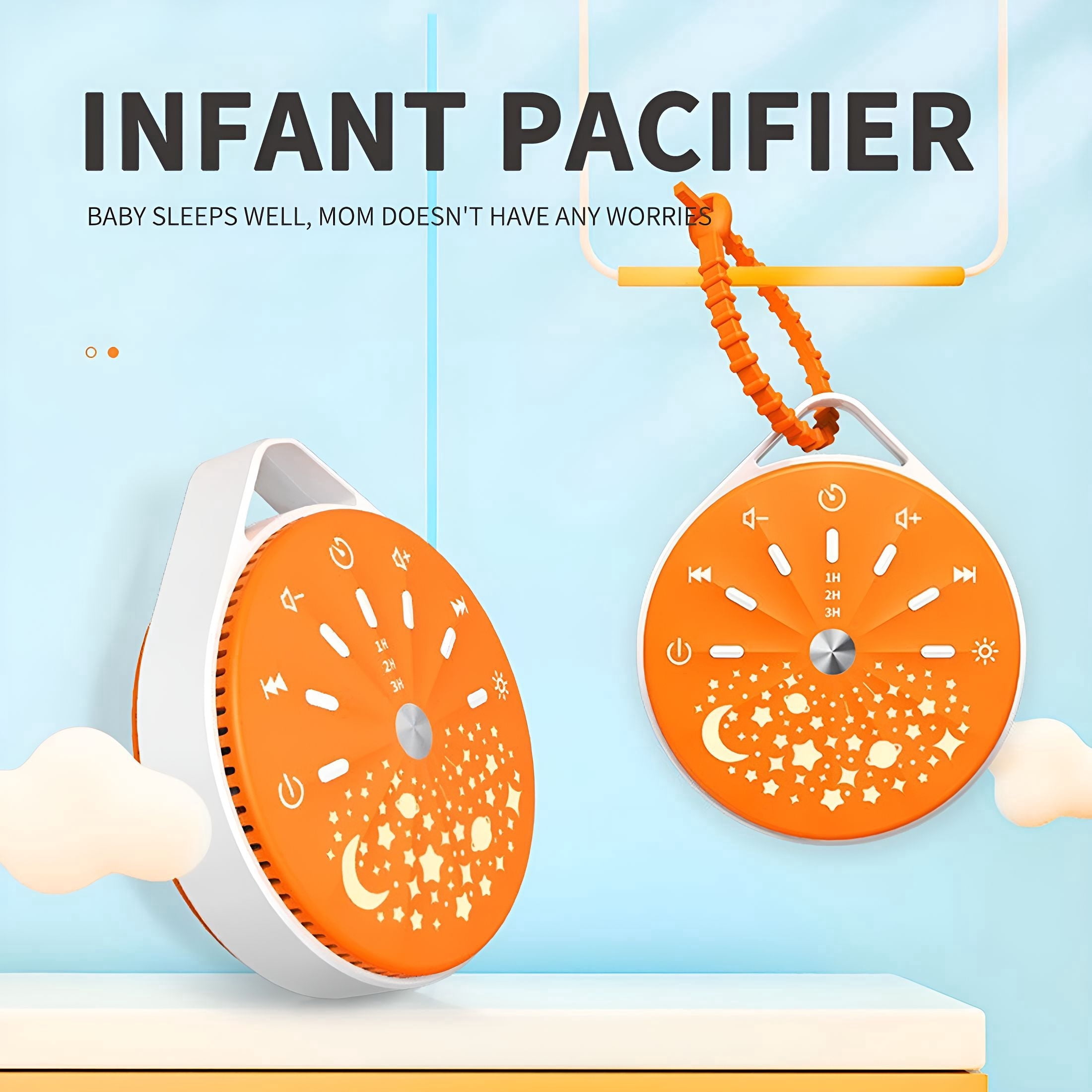 XIRQI 2026 New Baby Sleep Aid Pacifier with White Noise Machine,Led Night Light,And Projector,Baby Sound Machine for Sleeping for Crib,Stroller,Nursery,Bedroom,Travel