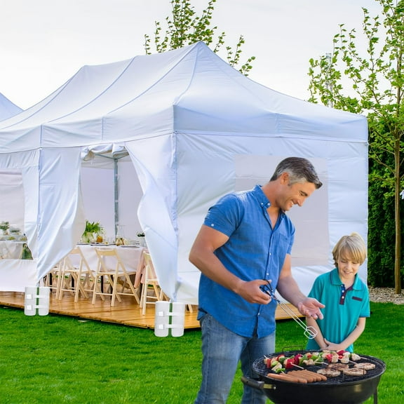 Large 240 lbs White Canopy Sandbags Weight Bags for   Canopy Tent, 1680D Heavy Duty Leg Weights Set of 4