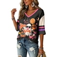 thumbnail image 5 of Women Halloween Shirt Oversized Cute Funny Plus Size 3/4 Sleeve Printed Graphic Dark Gray XL, 5 of 5