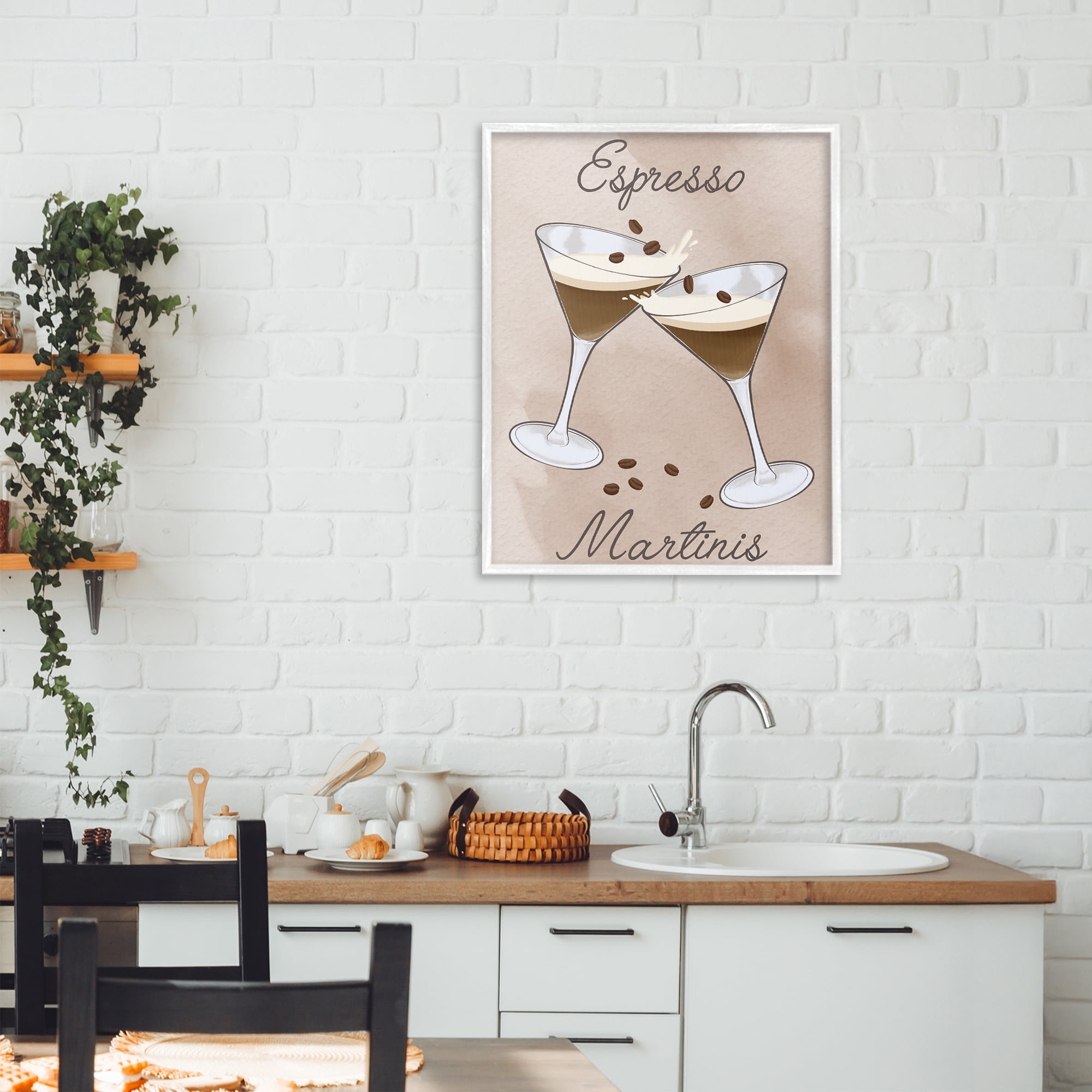 Stupell Industries Cheers Espresso Martinis White Framed Giclee Art, design by Marcus Prime