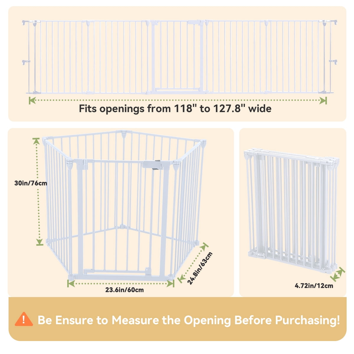Pet Gates, DOMIPET Dog Playpen 5Panel 128" Extra Wide 30" Tall Fireplace Fence Playard, White